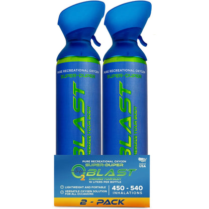 O2 Blast – Pure Oxygen for Energy, Recovery & Performance - 10-Liter Can with Custom Breathing Mask, Pack of 2
