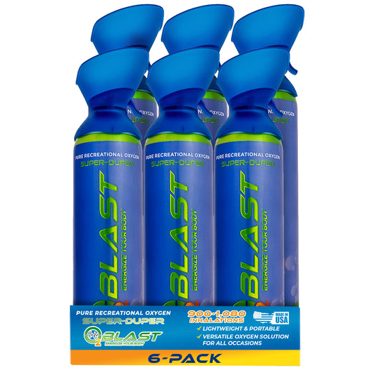 O2 Blast – Pure Oxygen for Energy, Recovery & Performance - 10-Liter Can with Custom Breathing Mask, Pack of 6